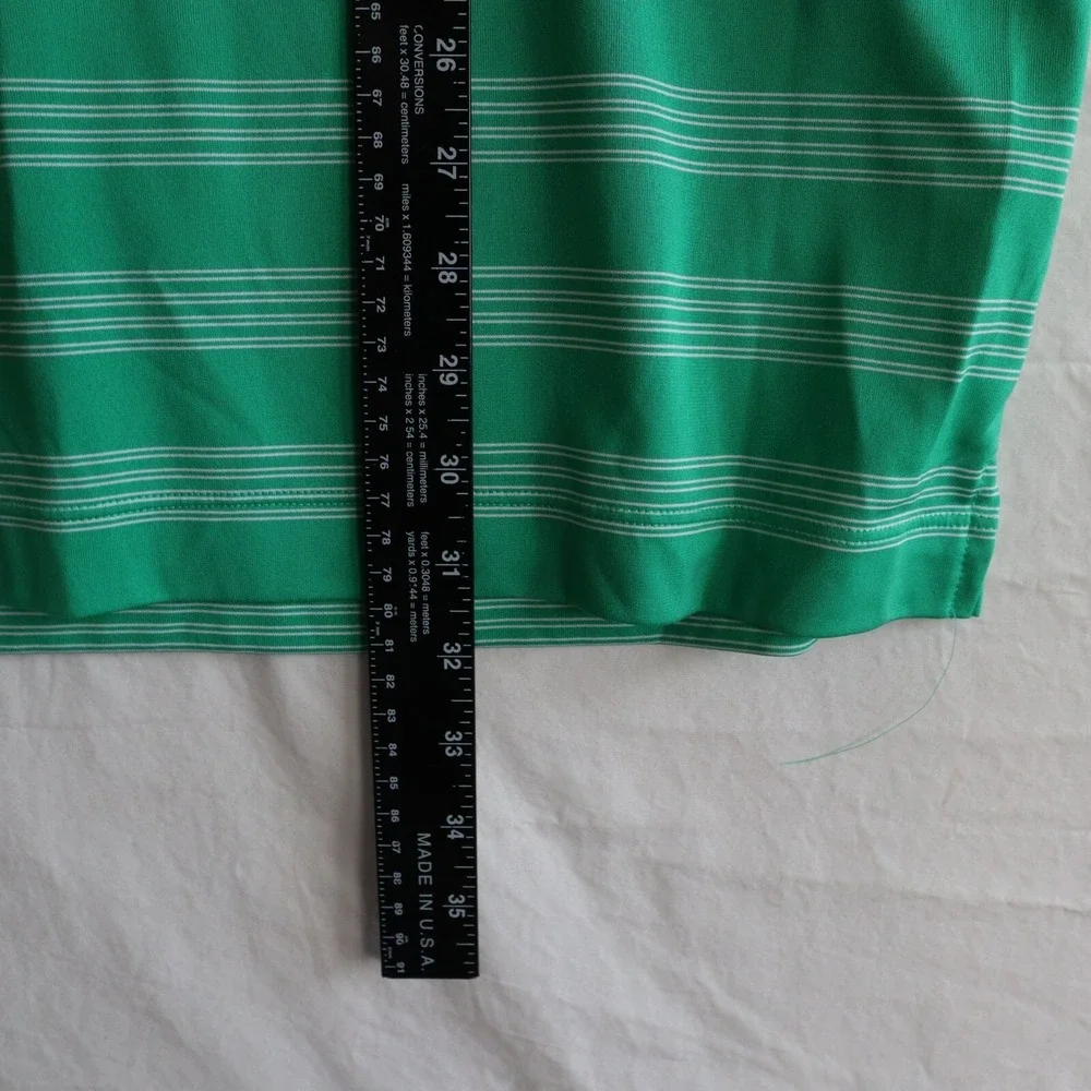 Nike Golf Polo Shirt Mens XL Dri-Fit Tour Performance Green Striped Short Sleeve